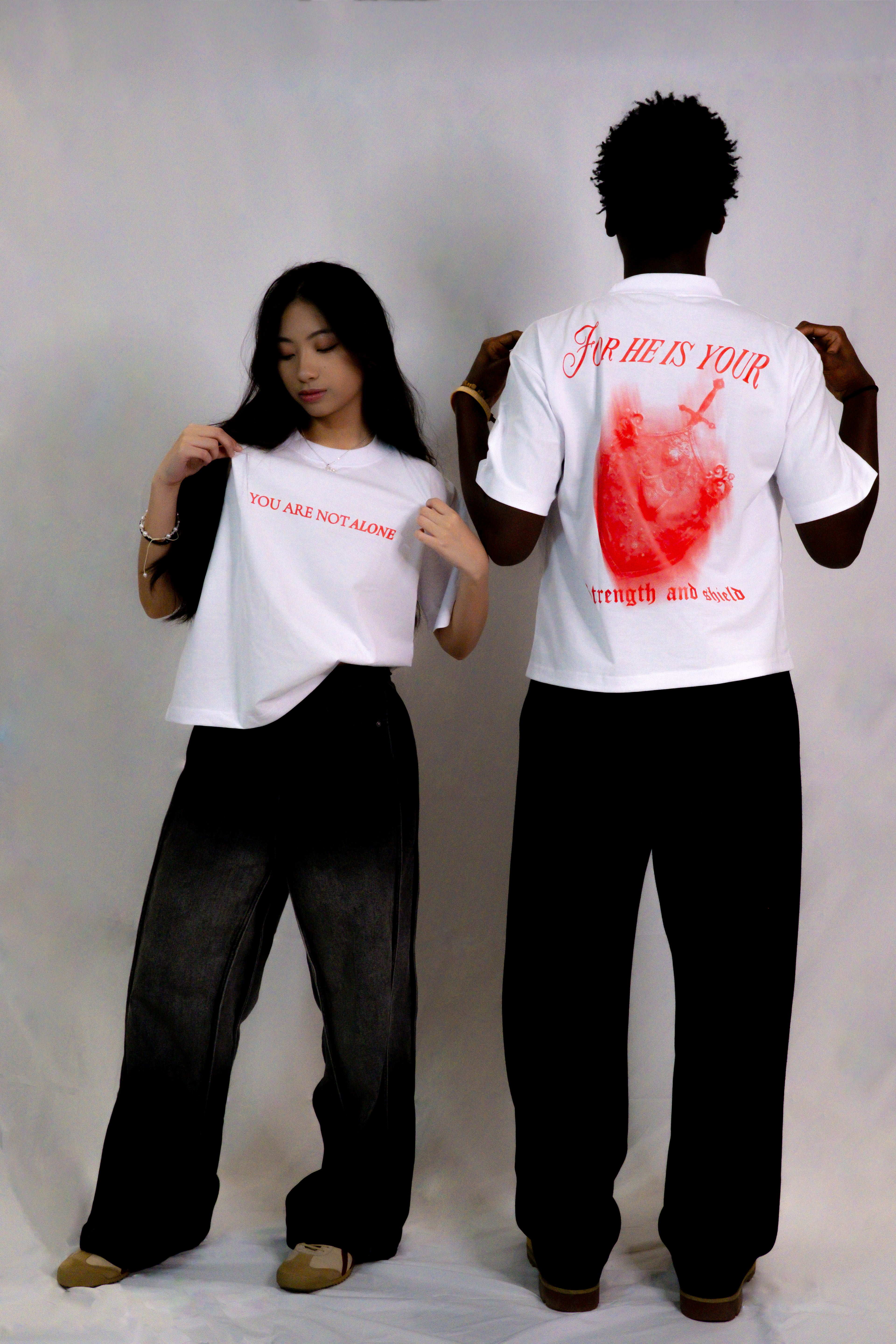 "STRENGTH AND SHIELD" TEE (CRIMSON RED)