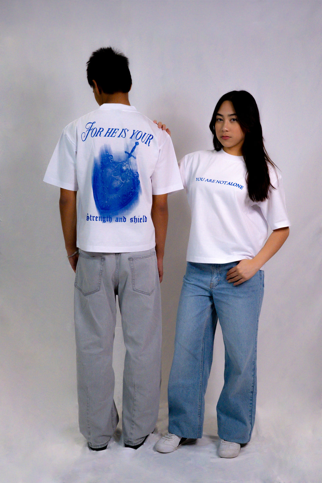 "STRENGTH AND SHIELD" TEE (COBALT BLUE)