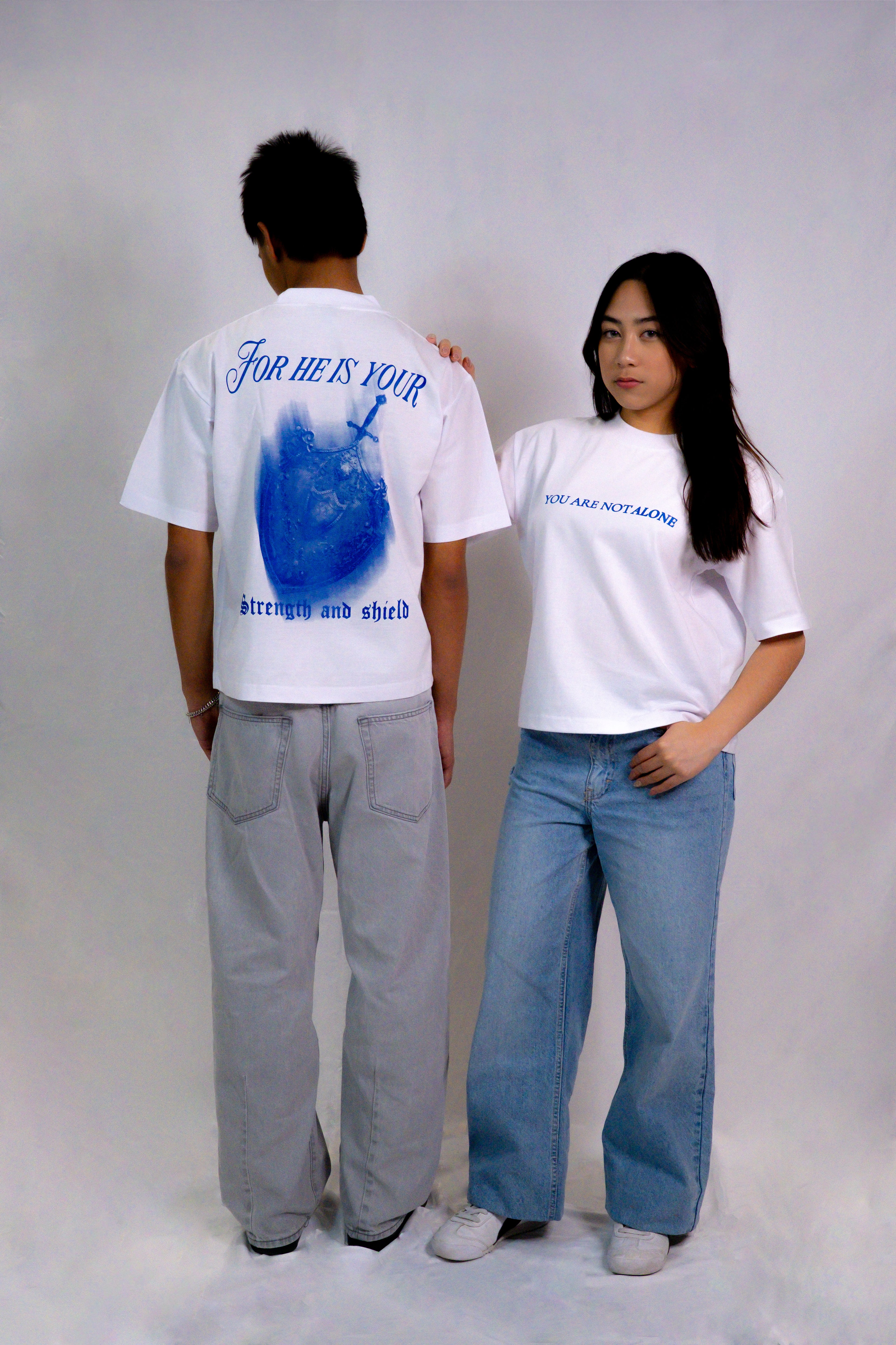 "STRENGTH AND SHIELD" TEE (COBALT BLUE)